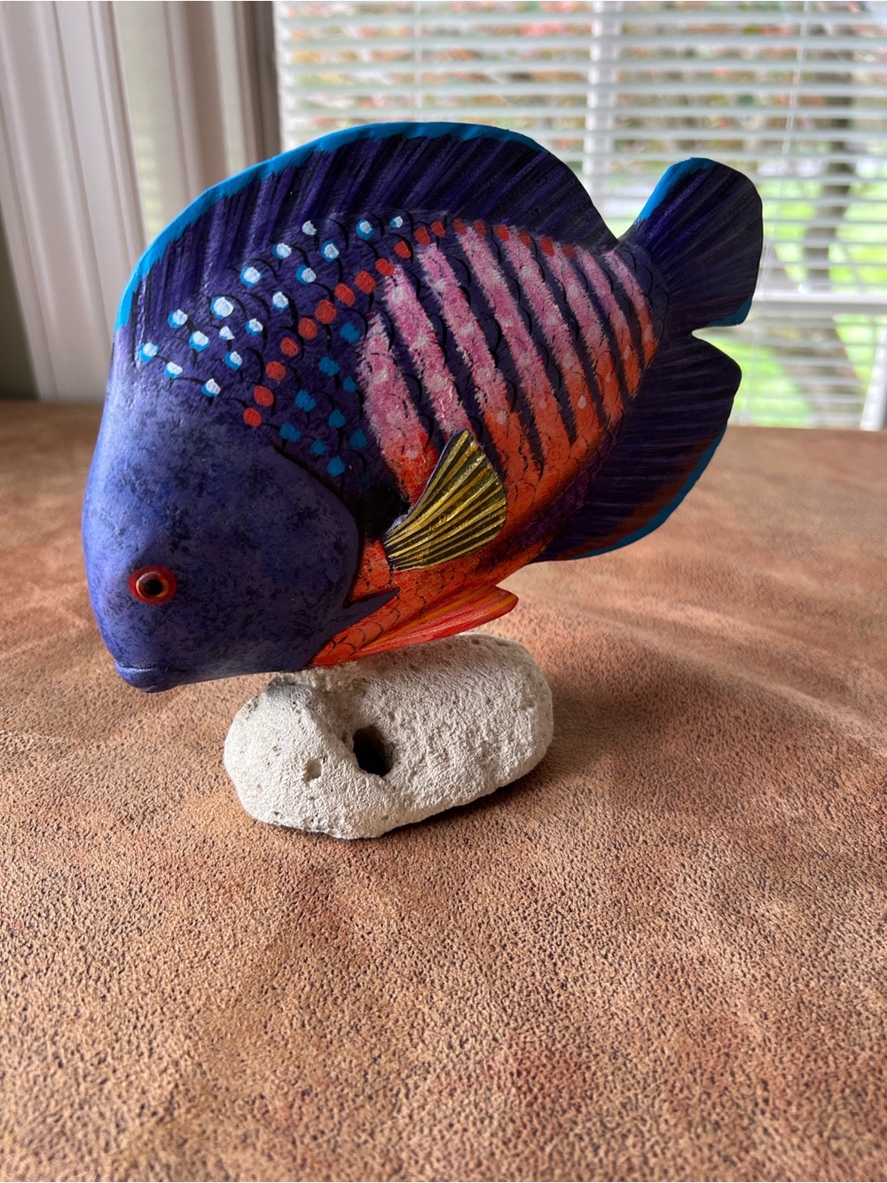 Hand-Painted Purple and Orange Tropical Fish Accent